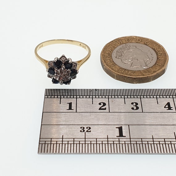 Vintage Diamond & Sapphire 18k Gold Ring Solid 18… - image 8