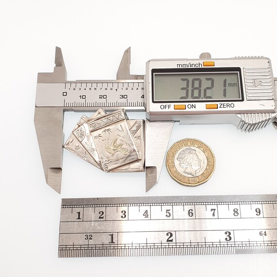 Antique Solid Silver Playing Card Brooch Bird Vic… - image 7