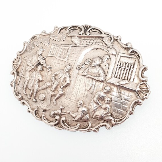 Antique Solid Silver Dutch Pub Brooch Victorian B… - image 4