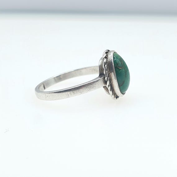 Old Vintage Solid Silver Turquoise Ring Natural G… - image 7