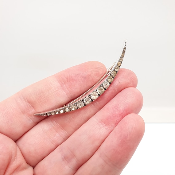 Antique Solid Silver Diamond Paste Crescent Moon … - image 4