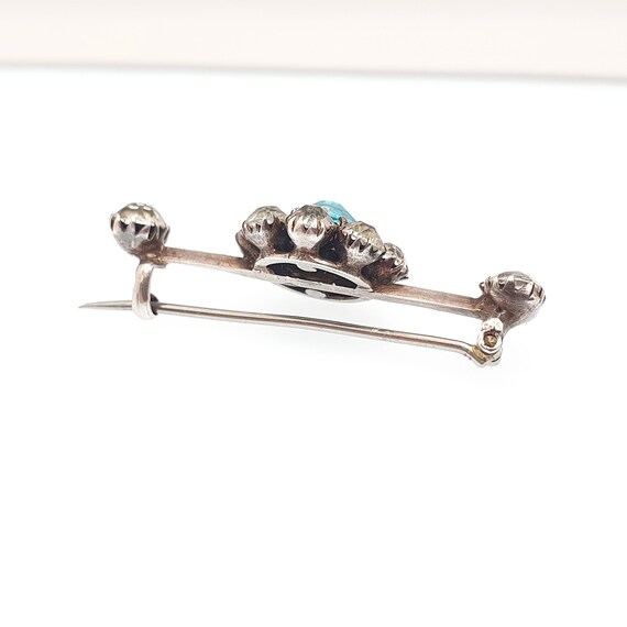 Antique Solid Silver Aquamarine Paste Brooch Vict… - image 6