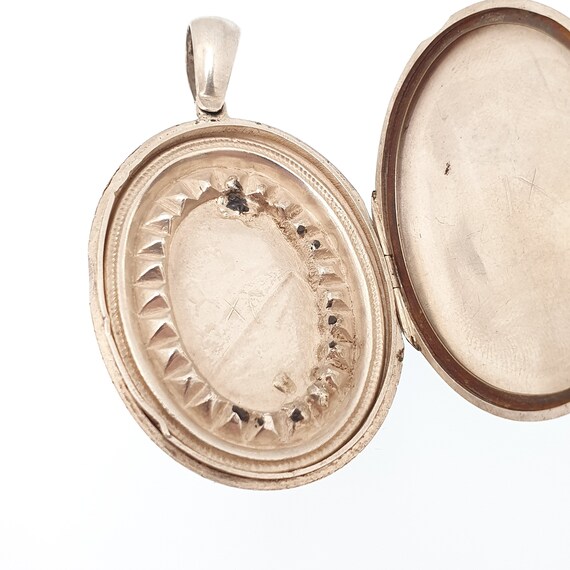 Antique Locket Solid Silver Victorian Large Big V… - image 8