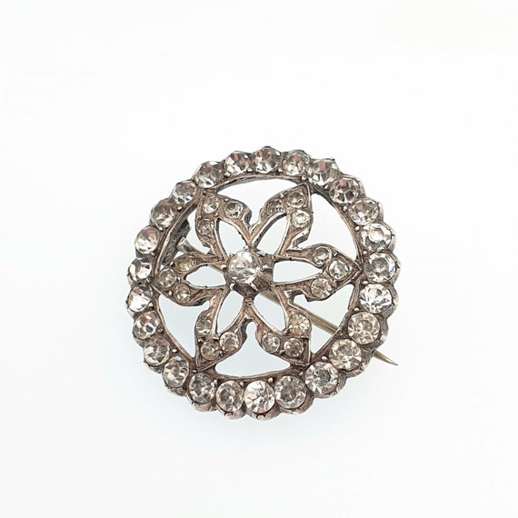 Antique Georgian Paste Solid Silver Star Brooch O… - image 3