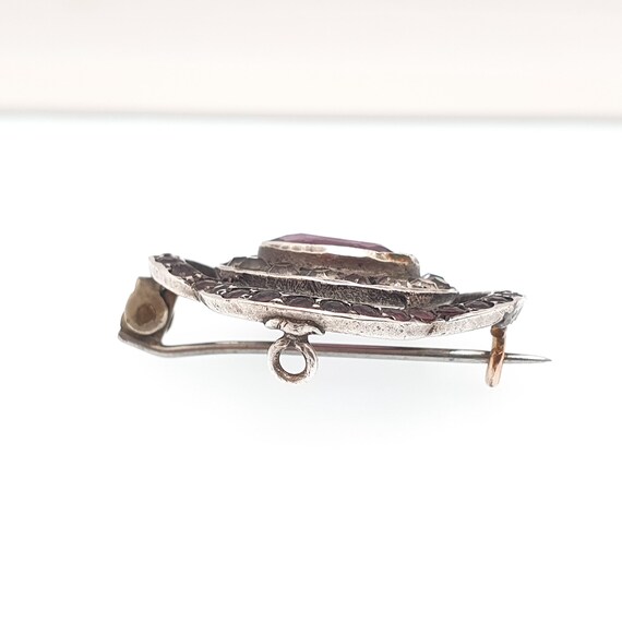Antique Solid Silver Amethyst Paste Brooch Victor… - image 6