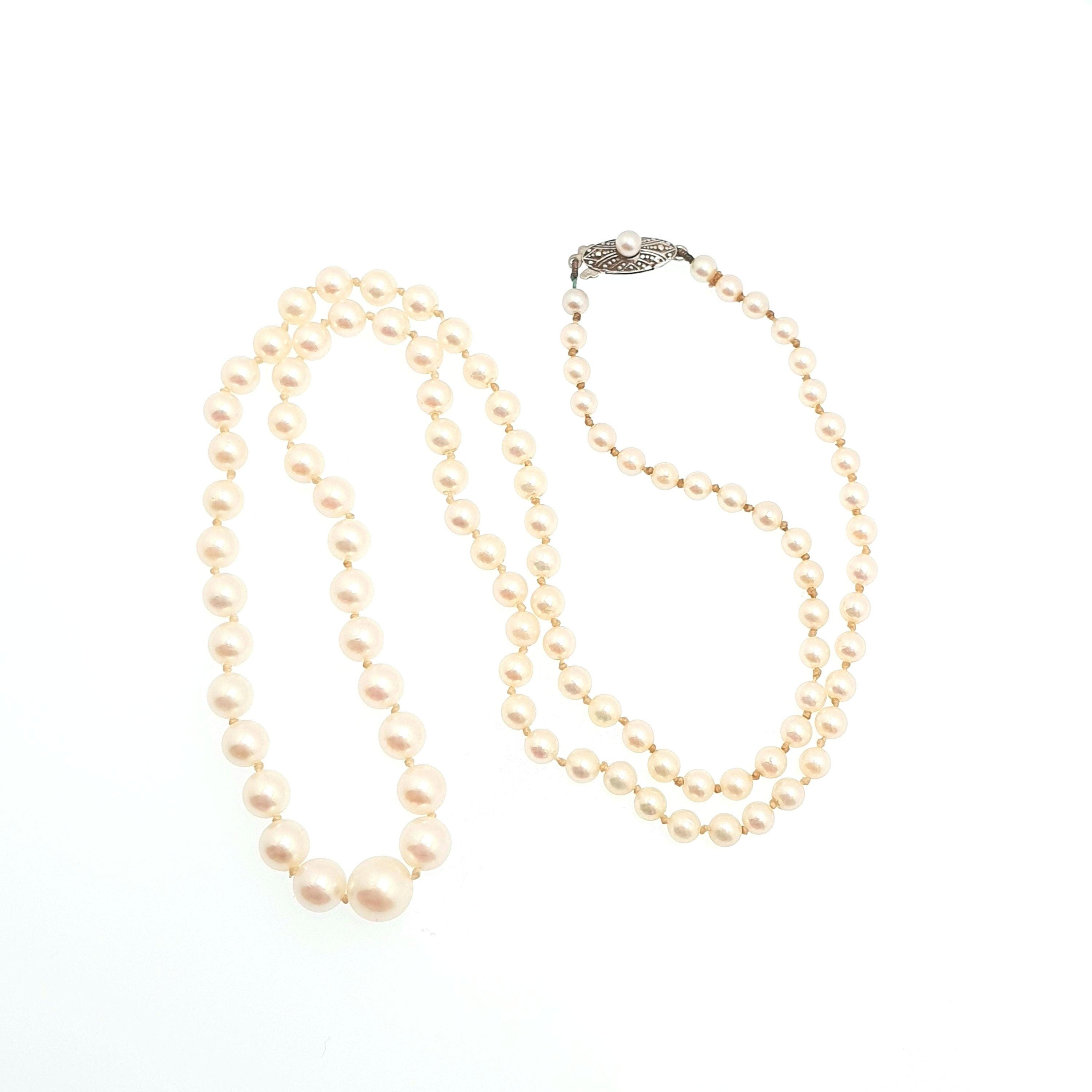 アクセサリー MIKIMOTO Pearl Silver Neckless Authentic Gorgeous Vintage Mikimoto 6mm Pearl Necklace