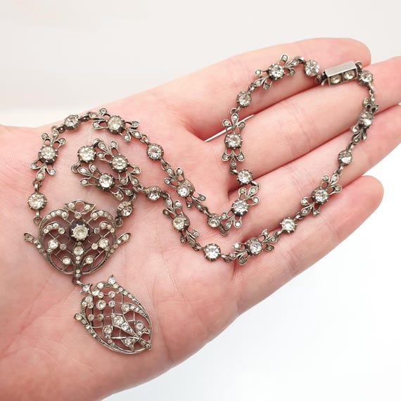 Antique Georgian Solid Silver Paste Necklace Lava… - image 6