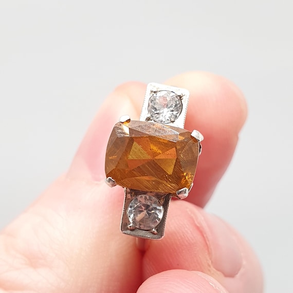 Antique Spessartite Garnet Solid Silver Ring Whit… - image 6