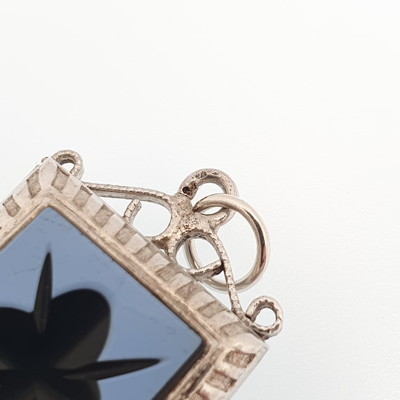 Antique Solid Silver Intaglio Locket Shield Penda… - image 6