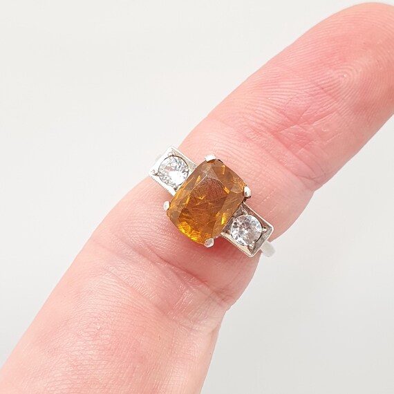 Antique Spessartite Garnet Solid Silver Ring Whit… - image 4