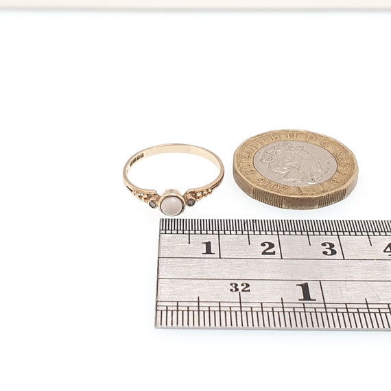 Vintage 9ct Gold Opal Diamond Ring Solid 9k 9kt 3… - image 9