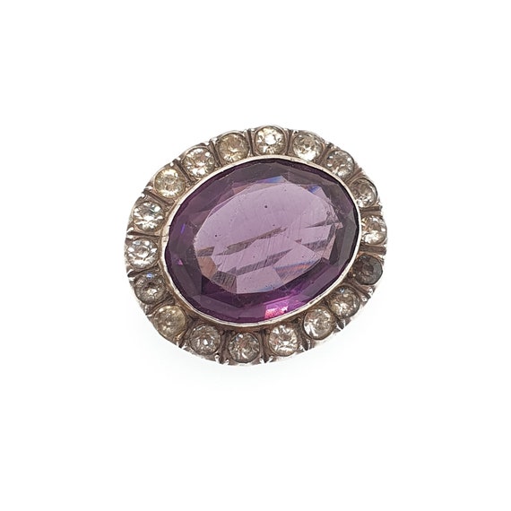 Antique Georgian Paste Amethyst Brooch Pin Solid … - image 2