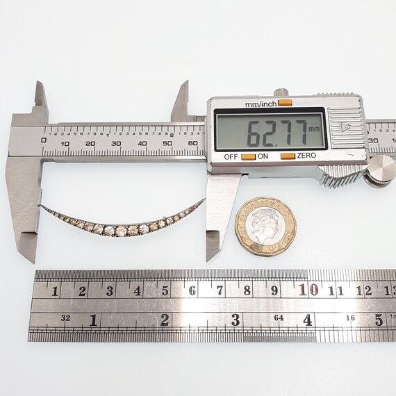 Antique Solid Silver Diamond Paste Crescent Moon … - image 9