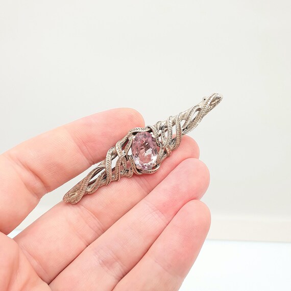 Antique Solid Silver Amethyst Brooch Genuine Real… - image 4