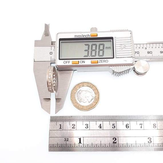 Antique Solid Silver Eternity Ring White Spinel G… - image 7