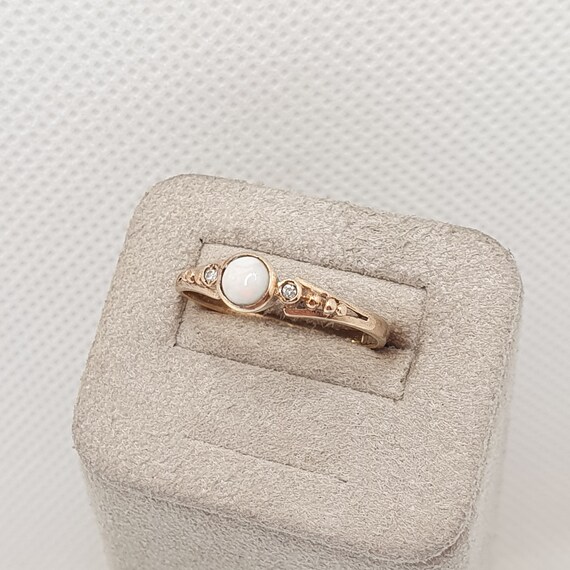 Vintage 9ct Gold Opal Diamond Ring Solid 9k 9kt 3… - image 2