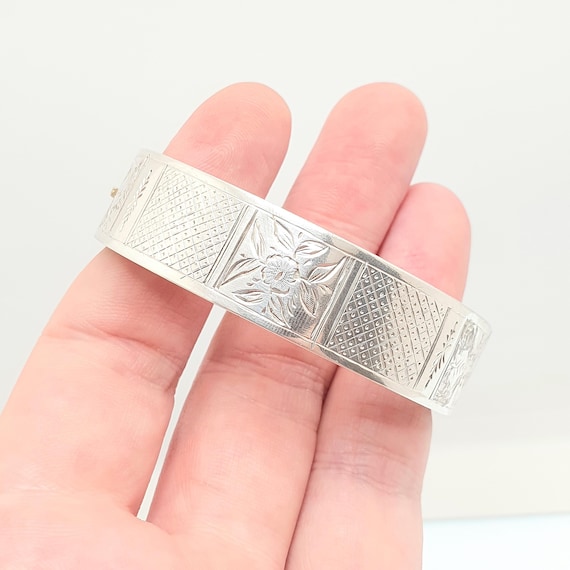 Victorian Solid Silver Antique Snap Bangle Bracel… - image 3