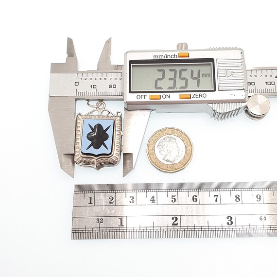 Antique Solid Silver Intaglio Locket Shield Penda… - image 9