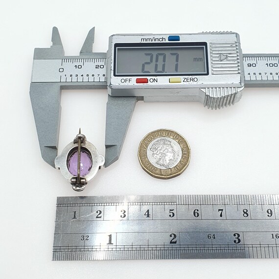 Antique Victorian Solid Silver Natural Amethyst B… - image 6