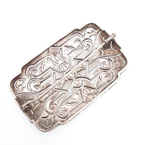 Antique Solid Silver Diamond Paste Brooch Art Dec… - image 4