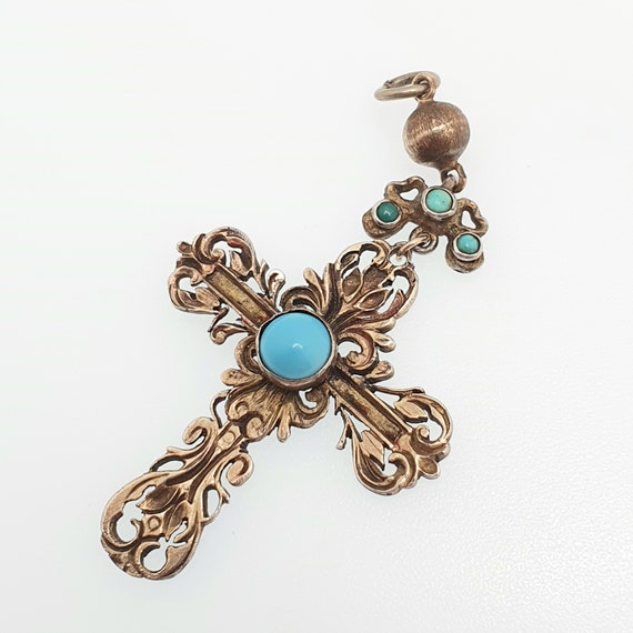 Antique Austro Hungarian Solid Silver Turquoise C… - image 3