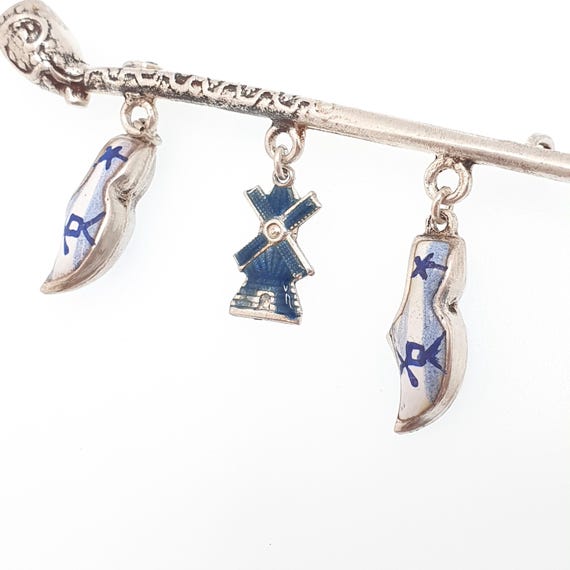 Antique Dutch Solid Silver Pipe Clog Windmill Bro… - image 5