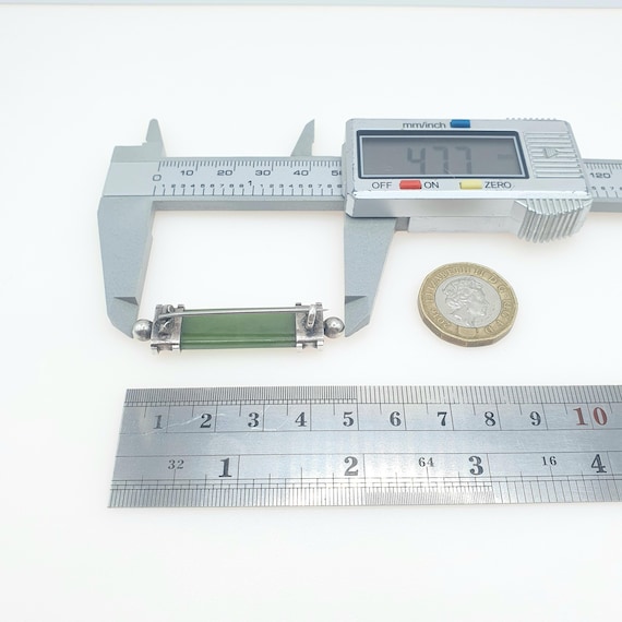 Antique Victorian Solid Silver Nephrite Jade Broo… - image 6