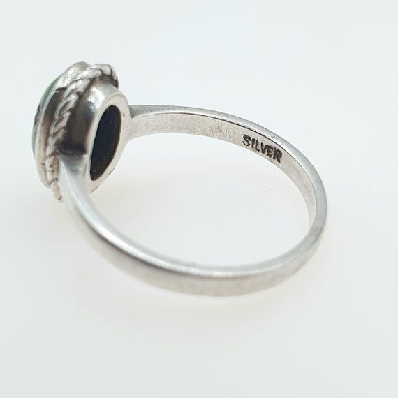 Old Vintage Solid Silver Turquoise Ring Natural G… - image 6