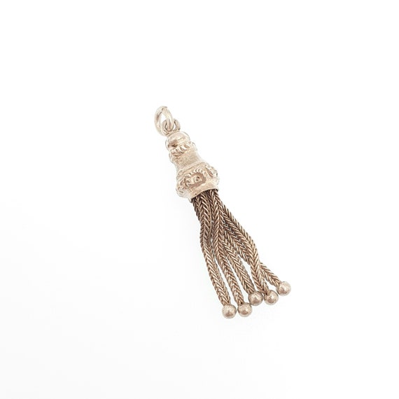 Antique Victorian Solid Silver Tassel Fob Bracele… - image 2