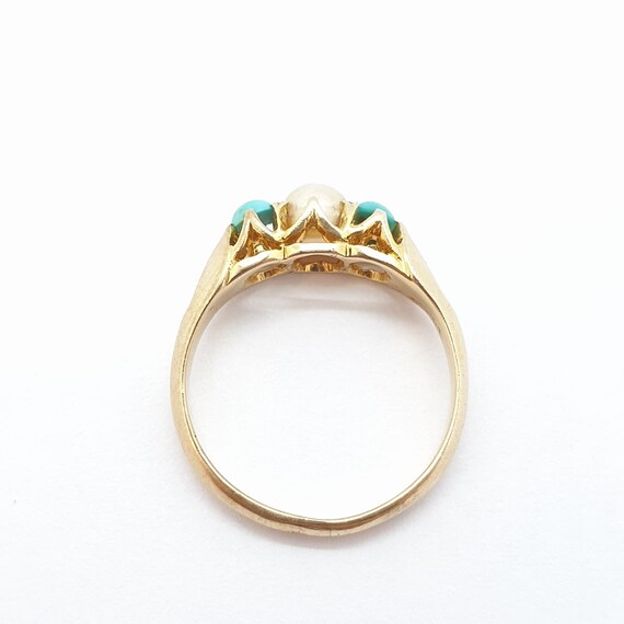 Antique Victorian 18k 18ct Gold Turquoise & Pearl… - image 5