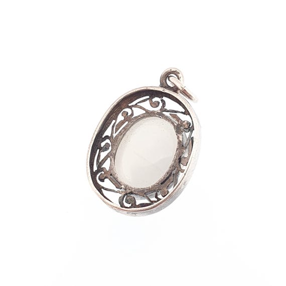Antique Moonstone Solid Silver Necklace Pendant B… - image 6