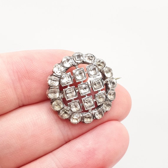 Broche Géorgienne Antique 1800 - Or/argent Massif 9 Carats Avec Diamants Véritables, Occasion