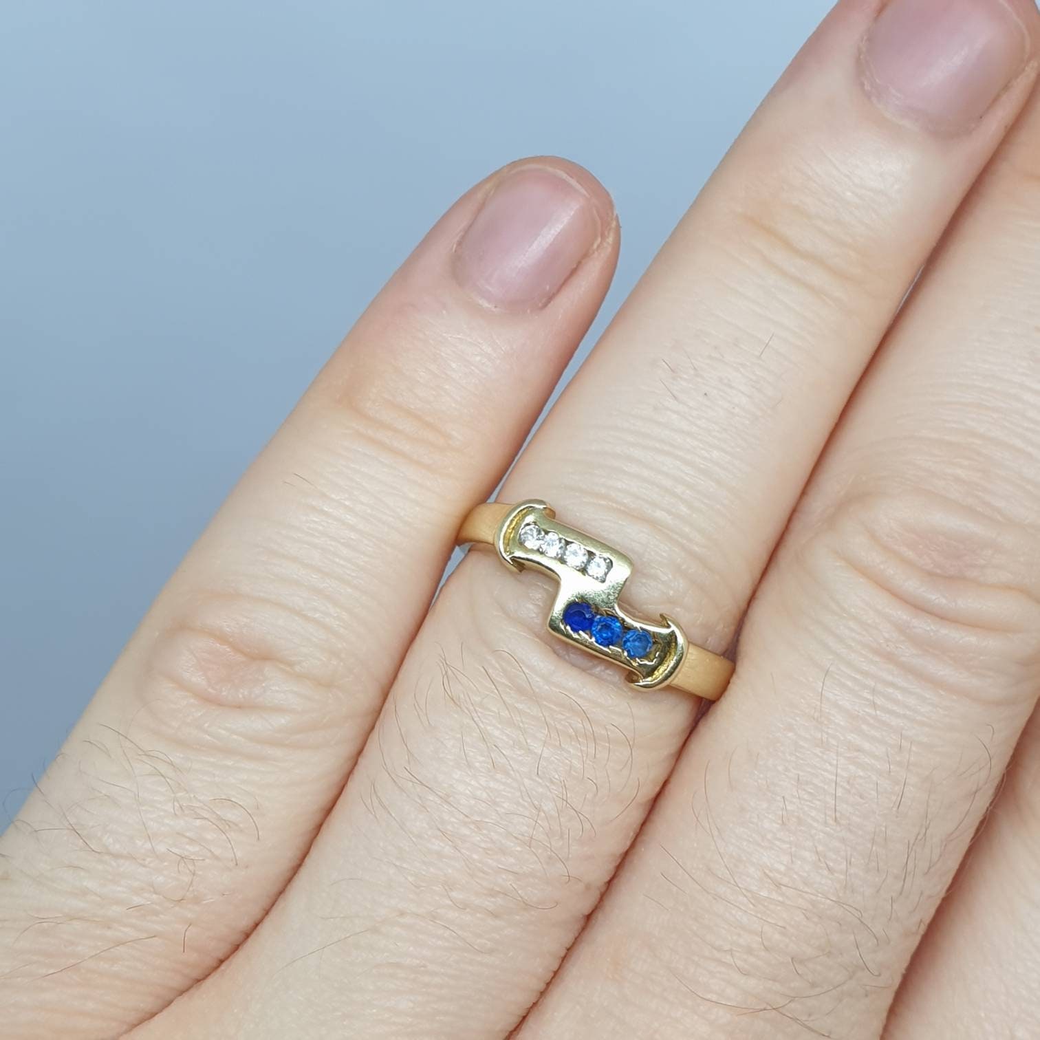 ヴィンテージ 14k 14ct サファイア CZ リング ソリッド 585