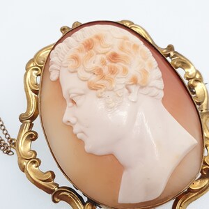 Antique Victorian Rare Unique Cameo Brooch Pin Man with Wort on Nose Large Pinchbeck Male Figure Big High Relief Vintage Jewelry Jewellery image 3