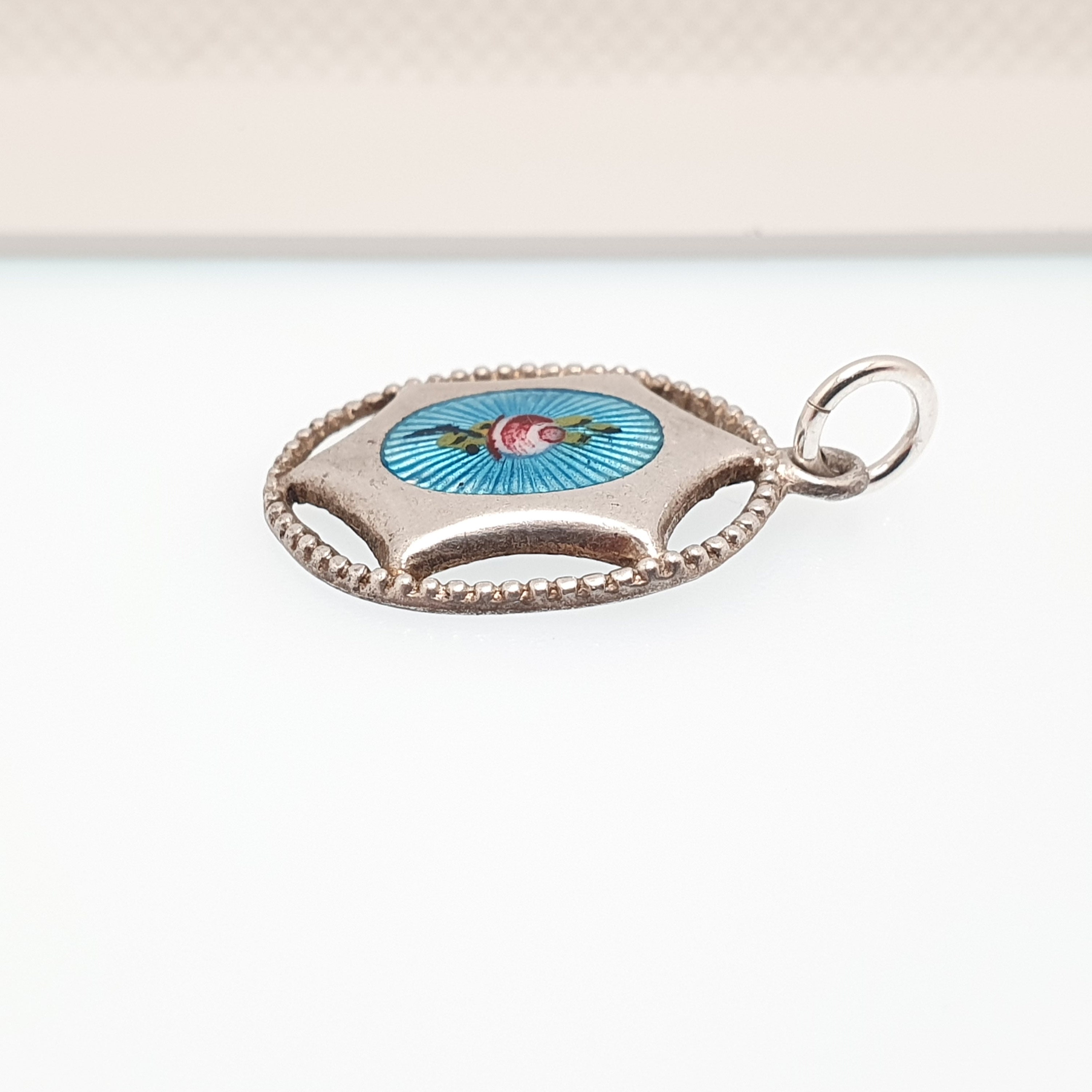 Antique CHARLES HORNER Sterling Silver Enamel Pendant