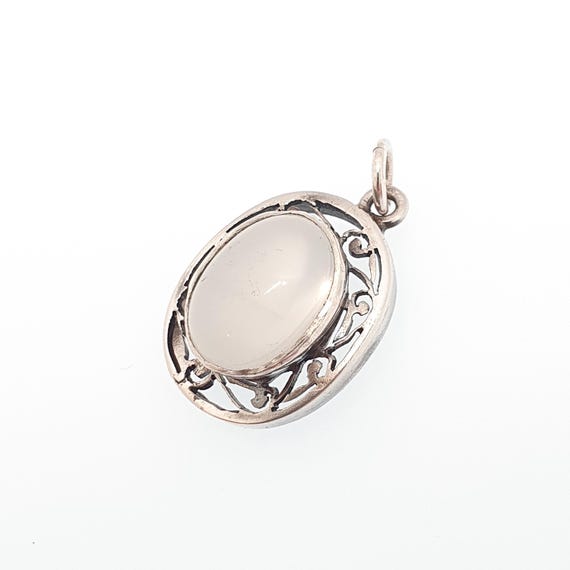 Antique Moonstone Solid Silver Necklace Pendant B… - image 2