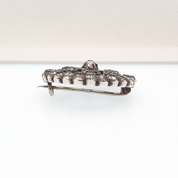 Antique Georgian Paste Solid Silver Star Brooch O… - image 4