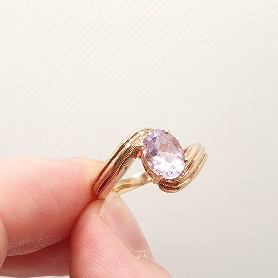 Vintage 9ct 375 Gold Amethyst Ring Crossover Soli… - image 5