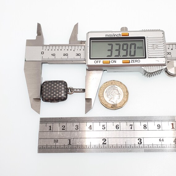 Antique Solid Silver Niello Locket Victorian Rect… - image 10