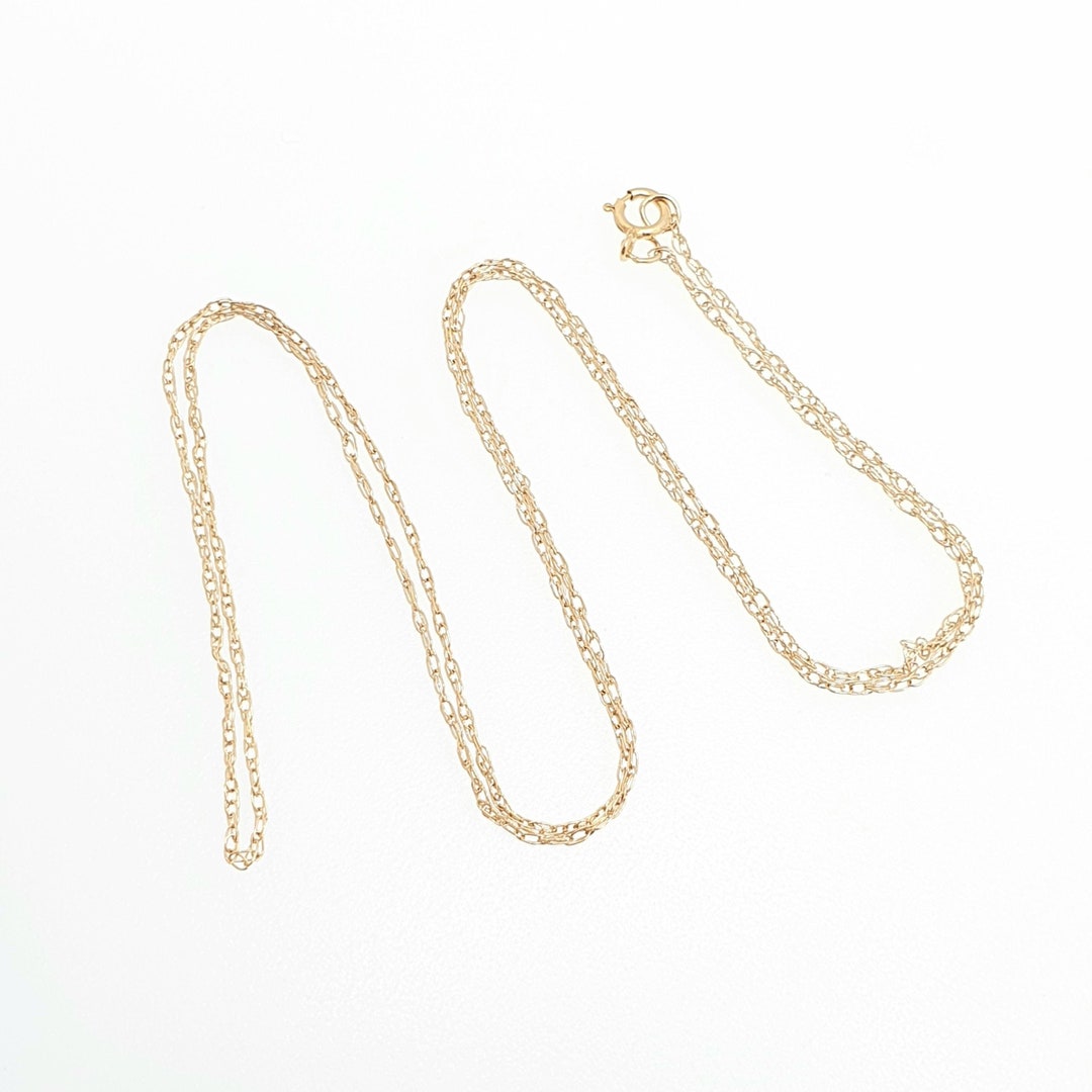 Vintage 9k 9ct Gold Chain Necklace Rope Link 48cm 18.9 0.77g Twisting ...
