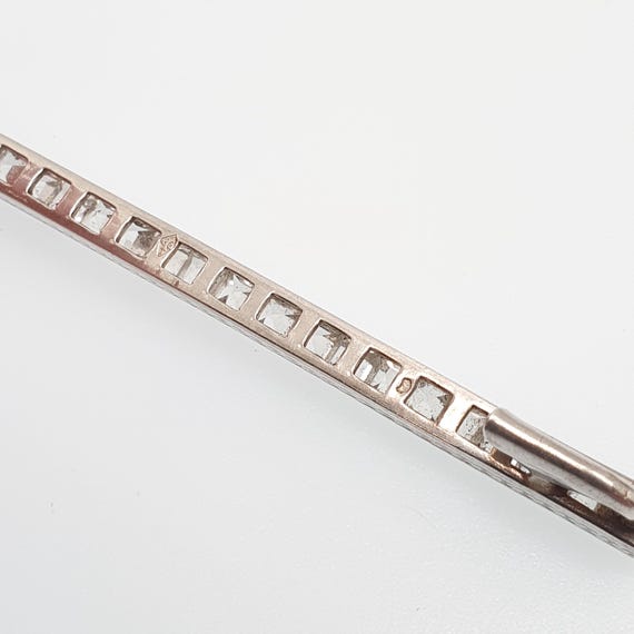 Antique Art Deco Solid Silver Diamond Paste Bar B… - image 8