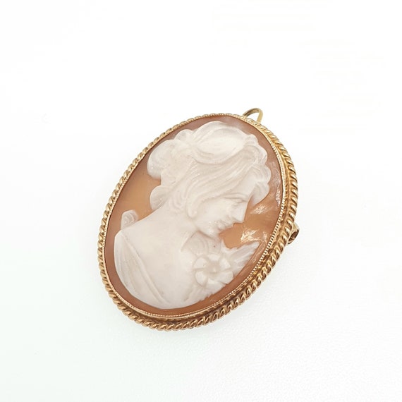 Vintage 9k 9ct Gold Cameo Necklace Pendant Solid … - image 3
