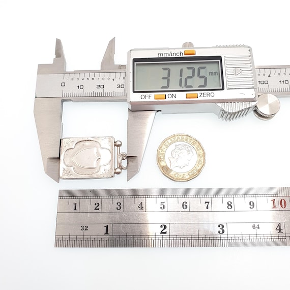 Antique Sterling Silver Locket Rectangular 1900 H… - image 15