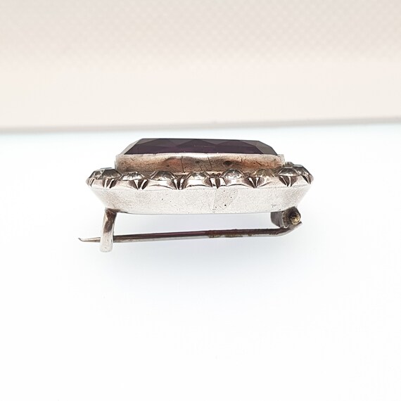 Antique Georgian Paste Amethyst Brooch Pin Solid … - image 4