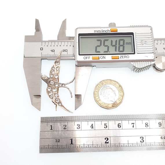 Antique Solid Silver Victorian Paste Bird Brooch … - image 10