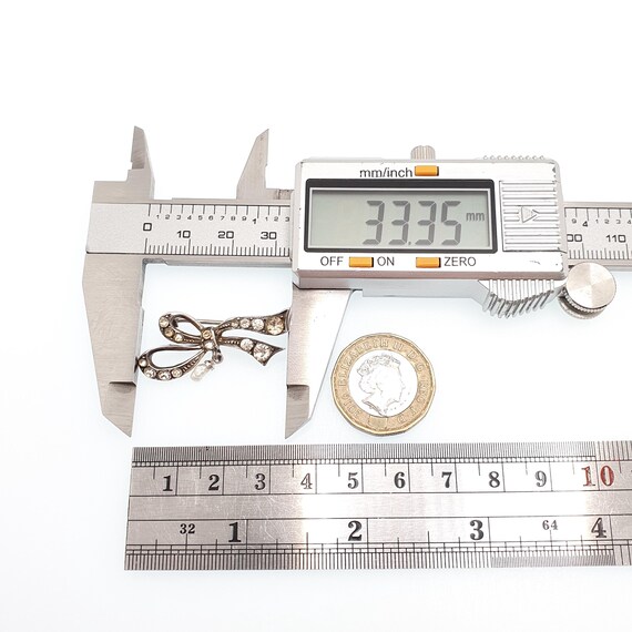 Antique Diamond Paste Solid Silver Bow Brooch Fre… - image 7