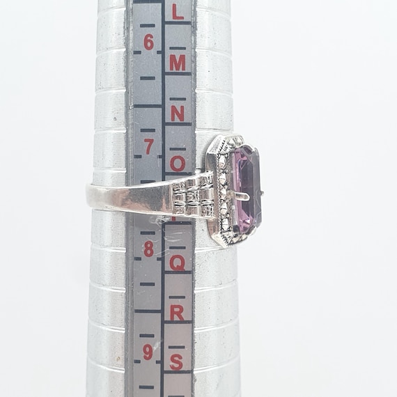 Antique Solid Silver Amethyst Paste Ring Rectagul… - image 8
