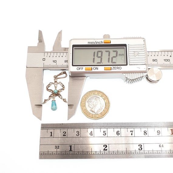 Antique Solid Silver Diamond Paste Bow Pendant Fa… - image 7