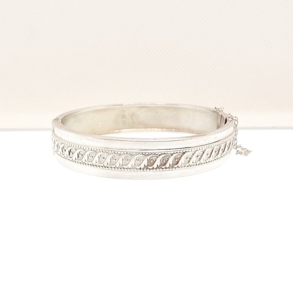 Antique Victorian Sterling Silver Snap Bangle Bracelet 1884 Hallmark Wave Scroll Pattern 16.79g Rare Vintage Womens Jewelry Jewellery Etsy