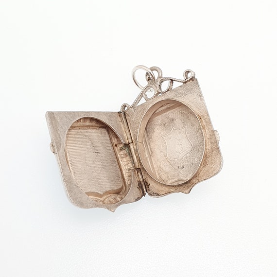Antique Solid Silver Intaglio Locket Shield Penda… - image 4